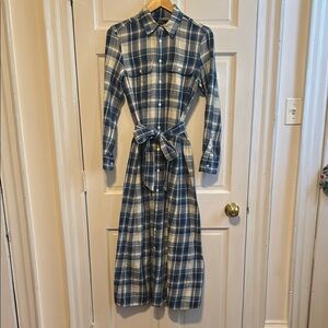 Polo Ralph Lauren Blue Plaid Long Sleeve Dress